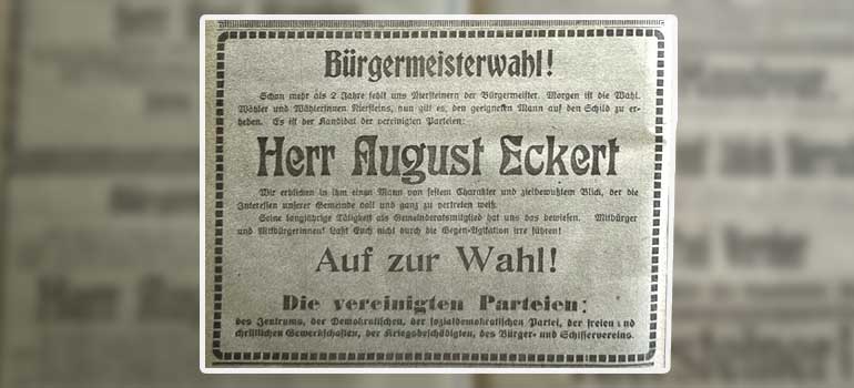Niersteiner Warte Bürgermeisterwahl 1919